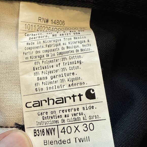 Carhartt NVY Dungaree Fit Carpenter Pants Size 40x30 Navy Workwear - Picture 7 of 11
